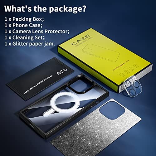 ריבוע Tzomsze iPhone 14 Pro Max Case Bling Magnetic עבור נשים [תואם ל- Magsafe] ללא הצהבה עם מגן